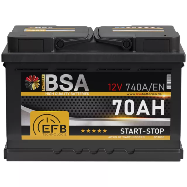 EFB Batterie 70Ah 12V 740A/EN Start Stop Batterie Autobatterie Starterbatterie