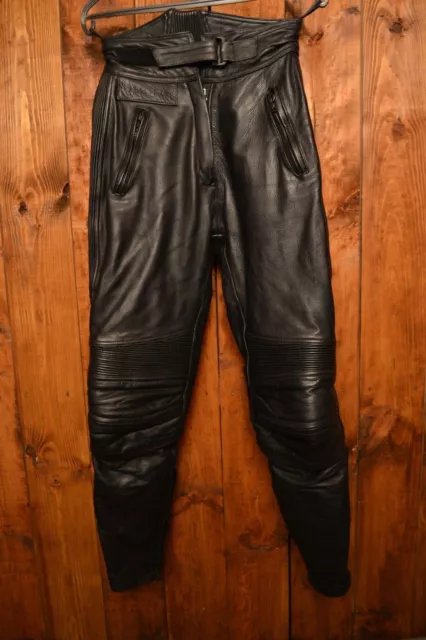 Belstaff British Black Leather Cafe Racer Riders Women's Vintage Pants Size Us-8