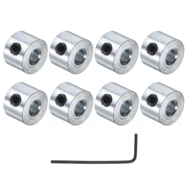 8pcs Set Screw Collars 1/8" Bore Zinc Plated Steel Shaft Collar 3/8" OD, 1/4" W