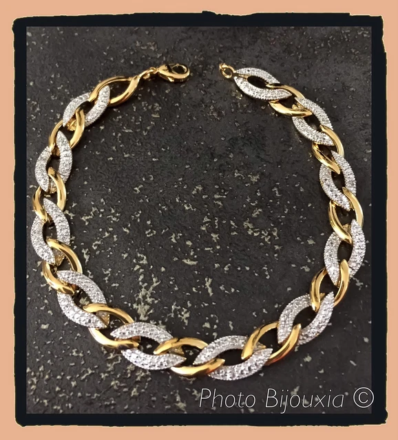 Bracelet En Plaqué Or 18k Sertis De Cristaux Blancs Zirconium - Neuf Avec étiquettes