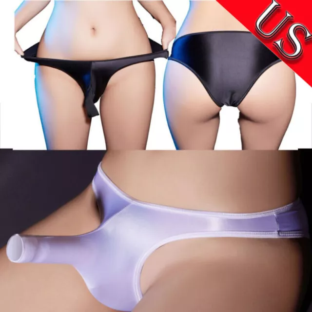 US Men Sissy Glossy See Through Bulge Pouch Panties Low Rise Briefs Underwear