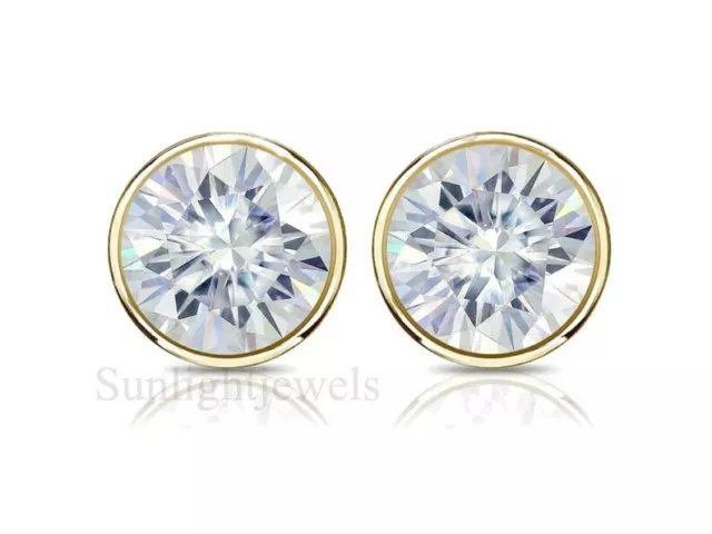 7 Ct Certified Treated Off-White Diamond Solitaire Studs 925 Silver Great Shine