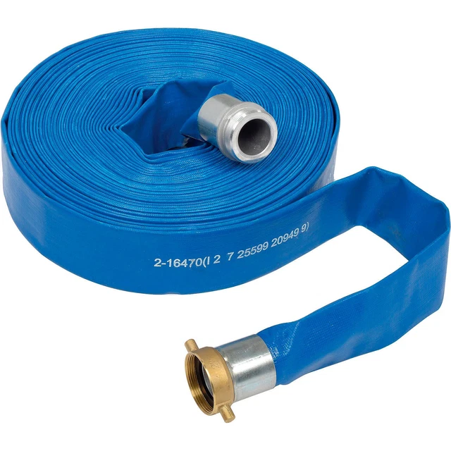 Apache 2" x 100' PVC Lay Flat Discharge Hose w/ M x F Aluminum Short Shanks,