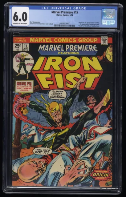 Marvel Premiere #15 CGC FN 6.0 1st Appearance Origin Iron Fist! Roy Thomas!