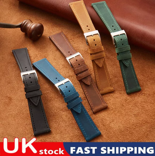 Premium Brushed Cowhide  Genuine Leather Watch Band Strap 18-22mm Quick Release
