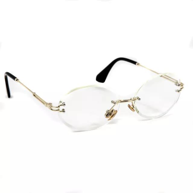 Men's Vintage Round Cut Clear Lens Gold Frame Retro Style Hip Hop Eye Glasses