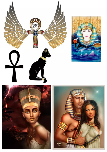 9 Adesivi Egitto Finestra Window Stickers Ank Vetri Egypt Nefertiti Faraone