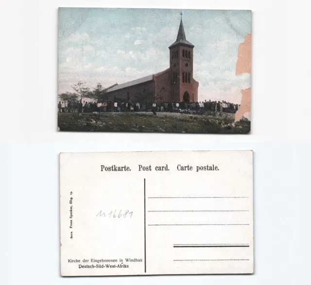 (n16681)   Ansichtskarte Windhuk Eingeborenenkirche Deutschsüdwestafrika, u