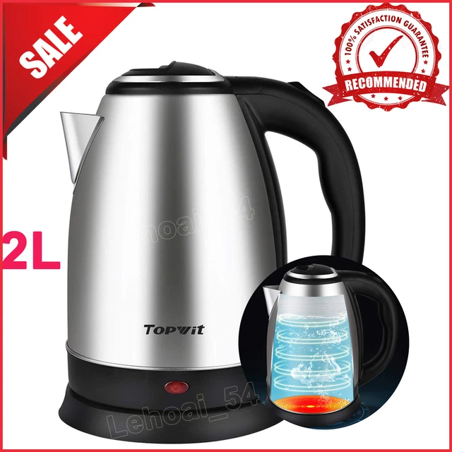 Electric Tea Kettle Hot Water Stainless Steel Cordless Pot Fast Boiler Kitchen2L