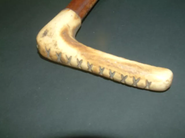 Nice Vintage Walking Stick Cane With Bone Handle 2