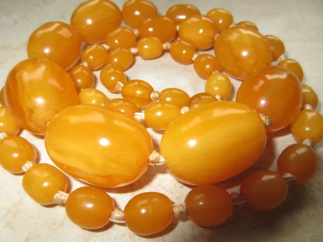 antike Art Deco Bakelite Bakelit Bernstein Kette Oliven Amber Collier egg yolk