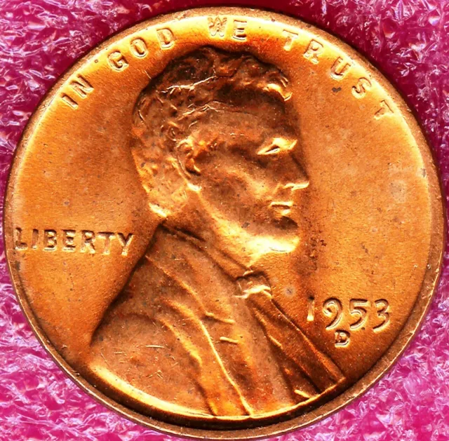 1953-D Lincoln Wheat Cent BU-RED Uncirculated Mint State Bronze Penny 1c