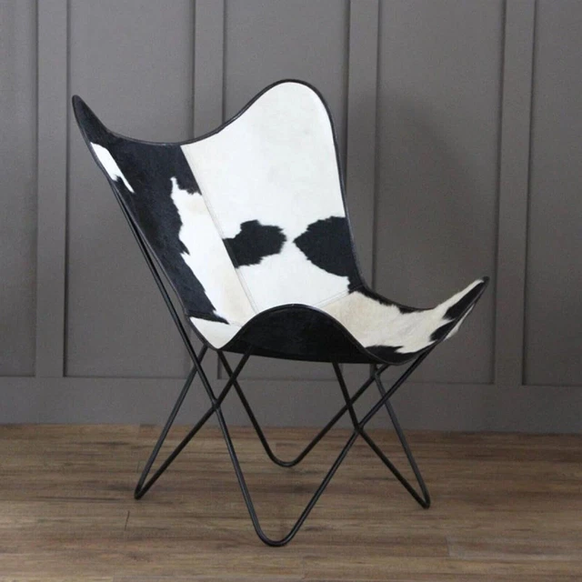 Corium Black Leather Hair on Vintage Butterfly office chair.