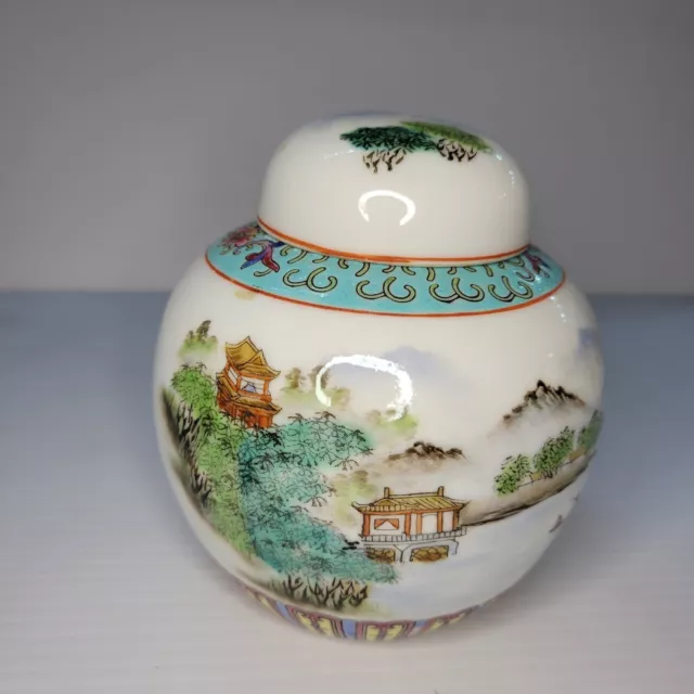Chinese Porcelain Famille Rose Style Tea Jar GINGER JAR Hand Painted  4.5in