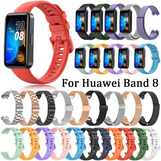 Silicone / Metal Watch Strap Band For Huawei Band 8 Smartband Bracelet Wristband