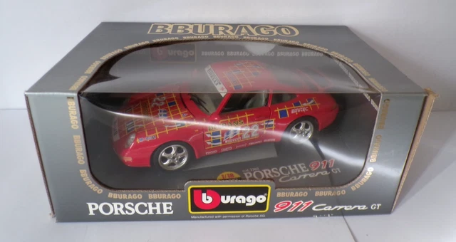 Porsche 911 Carrera Cabriolet 1993 - Miniature Burago 1:18 - Rouge - Occasion