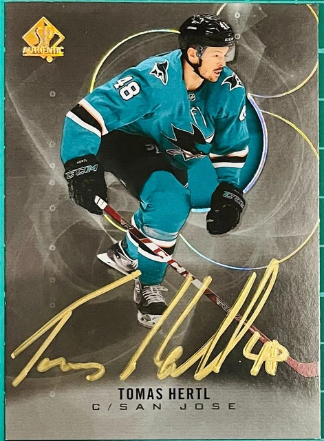 TOMAS HERTAL Gold Autograph 2020-21 UD SP AUTHENTIC #69  San Jose Sharks