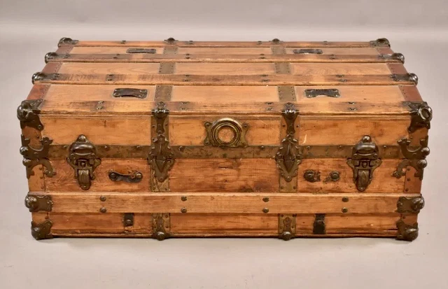 19th Century Antique Wooden Cabin Steamboat Chest