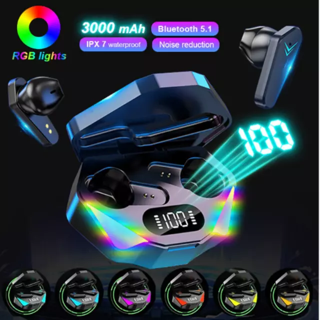 AURICOLARI LED BLUETOOTH CUFFIE GAMING RGB WIRELESS STEREO per SAMSUNG HUAWEI PC