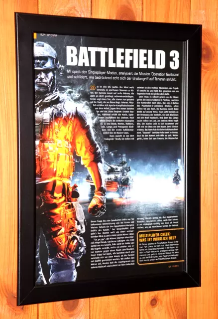 Battlefield 3 Video Game PS3 Xbox 360 Rare Small Poster Ad Page Framed.