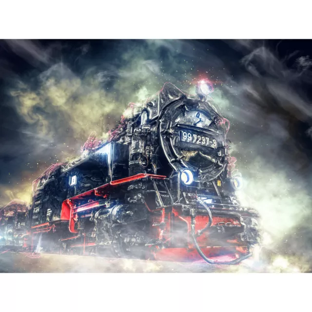 Steam Engine Locomotive Train Engine Graphic Huge Wall Art Poster Print