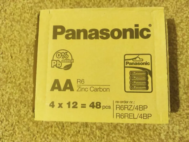 48 x Panasonic AA Zinc Carbon Batteries 1.5V LR6 MN1500 E91 R6 MIGNON 15AU X91