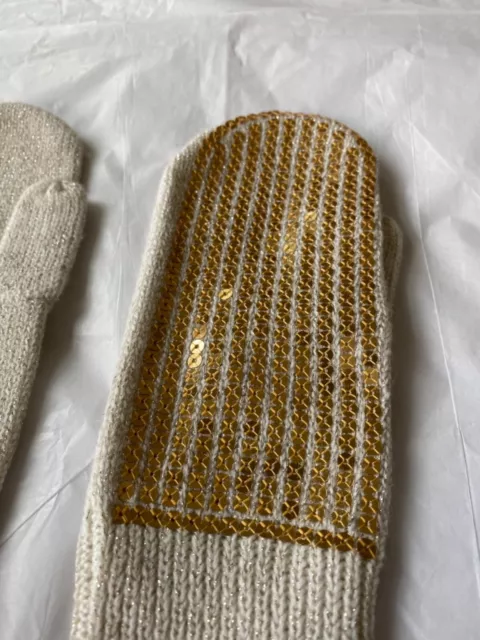 Girls Gymboree One Size Gold Sequin Long Mittens (6) 2