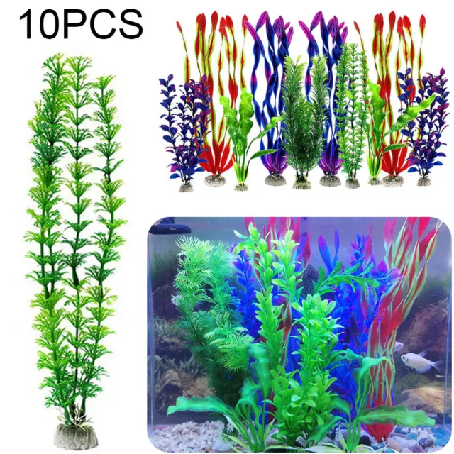 10X LARGE AQUARIUM Grass Plant Artificial Aquatic Plants Plastic Fish Tank  Decor £11.80 - PicClick UK