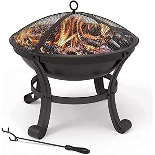 VOUNOT Brasero de Jardin Extérieur Ø55cm avec Tisonnier et Couvercle Brasero de