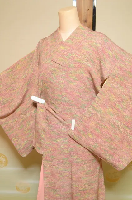(with Flaws) Kimono Komon Silk Women Japanese vintage Robe 148cm /1090 2
