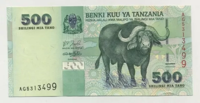 Tanzania 500 Shilingi ND 2003 Pick 35 UNC Uncirculated Banknote Buffalo