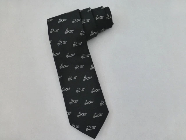 POLO RALPH LAUREN Long Tie Mens MADISON ITALIAN Black Bike Silk Ties BNWT R£85