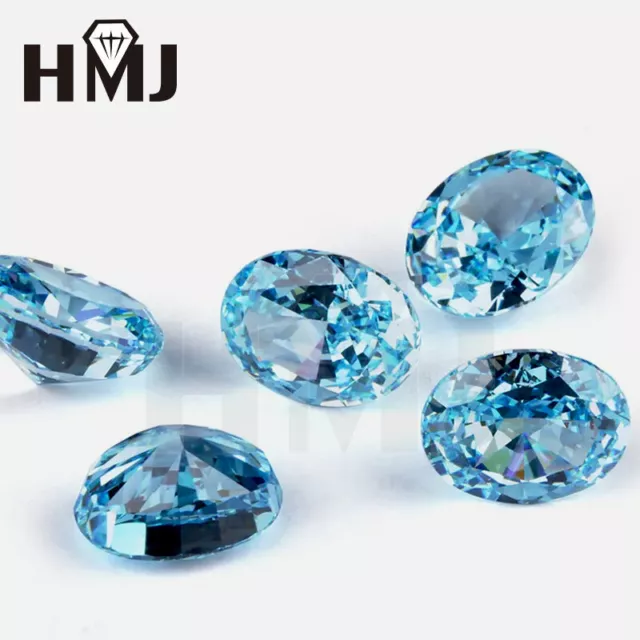 Oval Blue 5A Ice Cut High Carbon Diamond Cubic Zirconia AAAAA CZ Stone For Ring