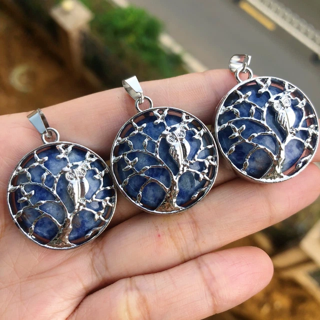 3pcs Sodalite Gems Stone Owl Pendants Chakra Reiki Healing Amulet