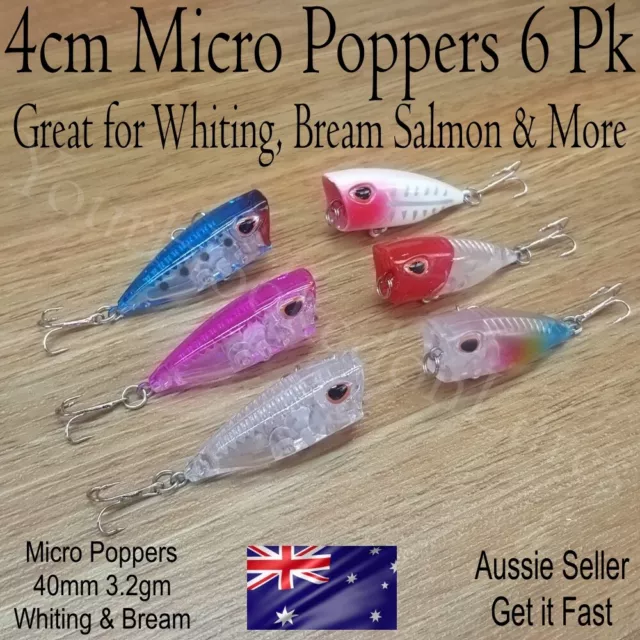 6X Poppers 40Mm Fishing Lures Hardbody Whiting Popper Bream Flathead Topwater 3