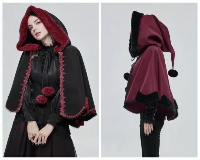 Devil Fashion  Gothic Punk Winter Lolita Hooded Cape On The Outside Of The Coat