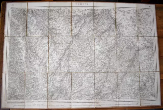 CARTE PLAN TOILE DE BERNAY ET SA REGION XIXe SIECLE ECH 1/80 000