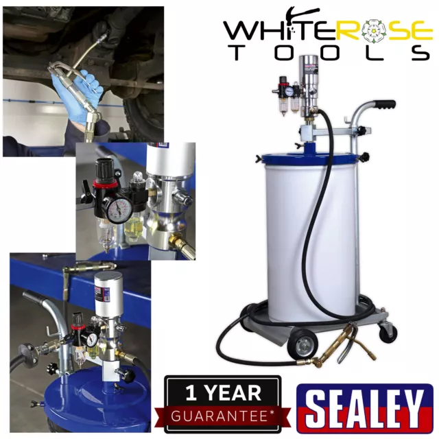 Sealey Grease Pump Air Operated 50kg Hose Lubricator 50:1 High Efficiency Motor