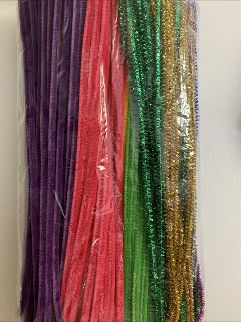 300 limpiadores de tuberías multicolores 6 mm 12"" tallos de oruga artesanales nuevos sellados