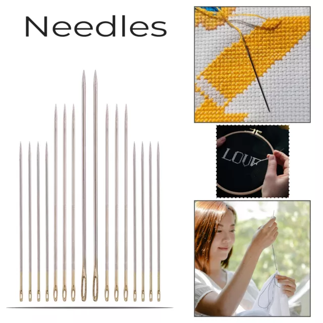 EASY THREAD SELF Threading Needles 16pcs Large Eye Sharp Needles for All  Uses $10.62 - PicClick AU