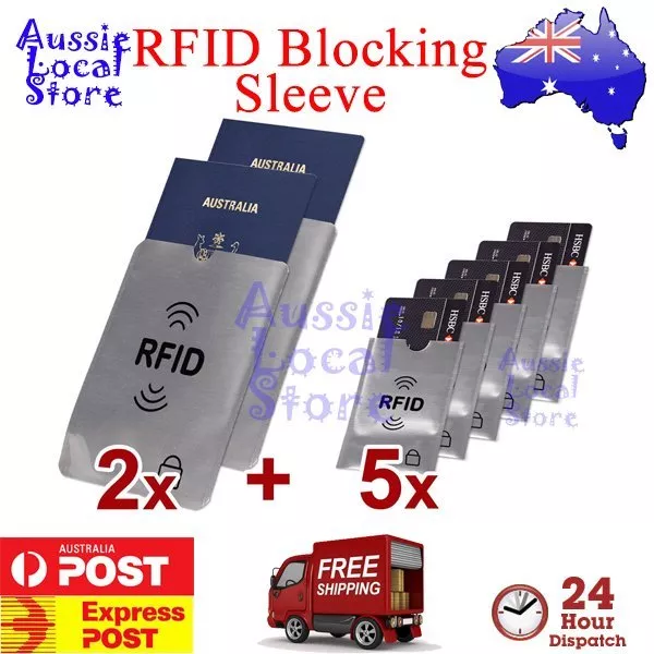 RFID Blocking Sleeve Secure Credit Card ID Protector Anti Scan Safet 2xL + 5xS