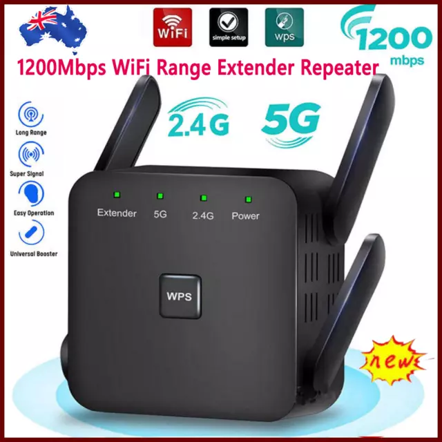 1200Mbps Dual Band WiFi Range Extender Repeater Wireless Router Signal Booster