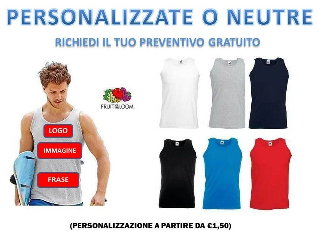 Canotta Maglietta T-Shirt Uomo Fruit Of The Loom Personalizzabile T-Shirt Maglia