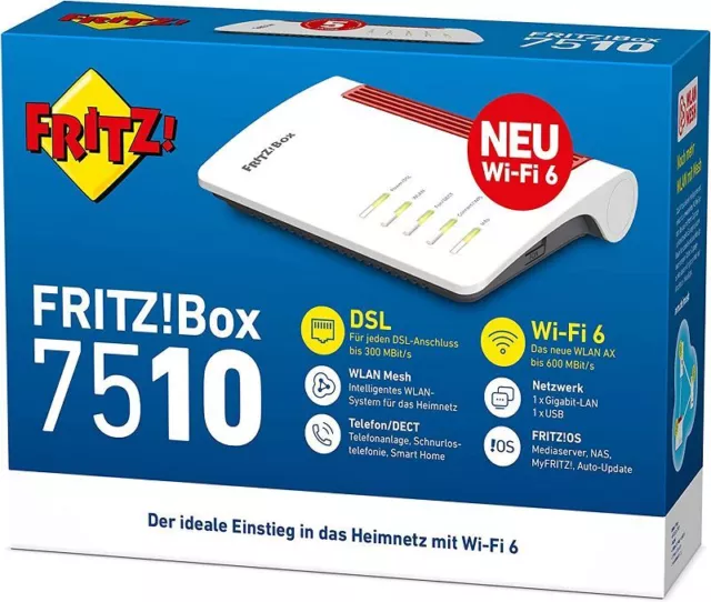 Dealer: AVM Fritz!Box 7510 ( wi-Fi 6 Router (WLAN Ax ), up To 600 Mbit/S
