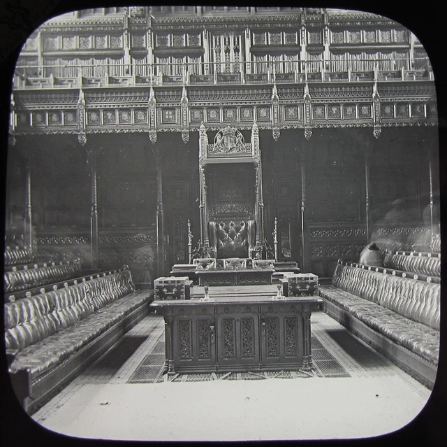 Glass Magic Lantern Slide HOUSE OF COMMONS SPEAKERS CHAIR LONDON C1890 PHOTO