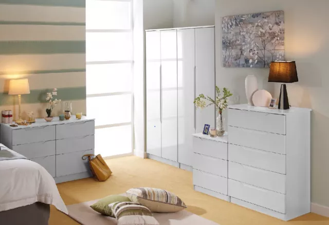 Ready Assembled Charleston White Wardrobe Drawers Complete Bedroom Furniture Set