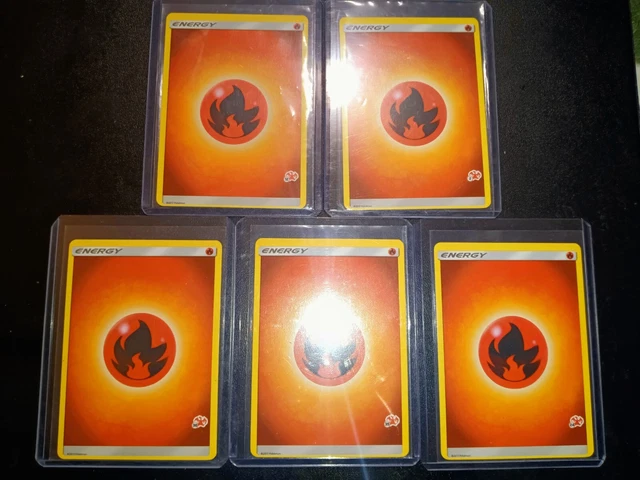 Pokemon TCG Miscut Error Cards Off Centered Fire Energy Charizard Logo Lot x5