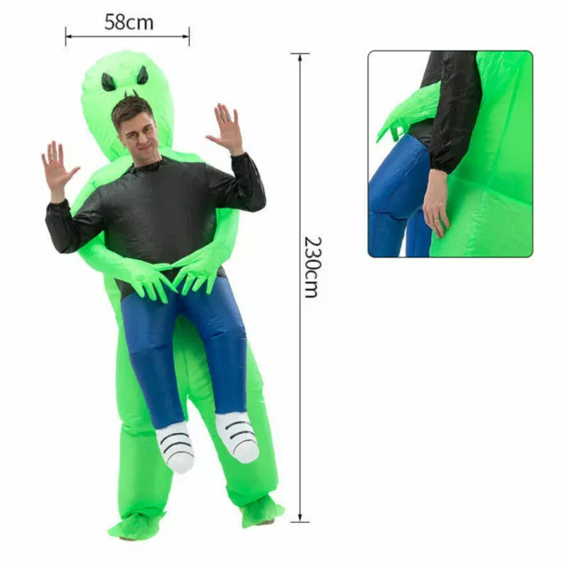 Adult Kids Scary Carnaval Green Alien Inflatable Costume Blow Up Suits