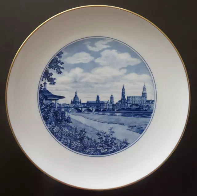 Meissen Porzellan-Wandteller Canaletto-Blick Dresden, Durchmesser 20 cm