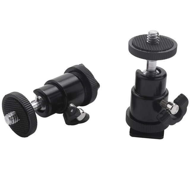 Ball Head [2 Pack] With Hot Shoe Mount Adapter 360 Degree 1/4 Inch Small A6H4 3